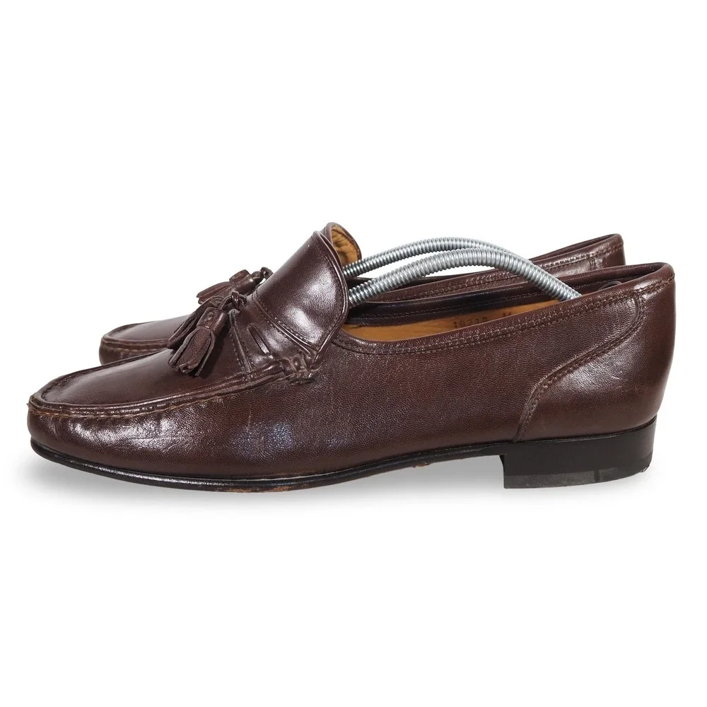 Bruno Magli Braxton Italian Leather Tassel Loafers Mens 9M Dark Brown 10210